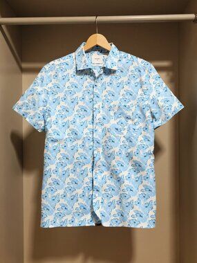 Billy Reid Short Sleeve Textured Floral Treme Shirt (Large) [Brand New]